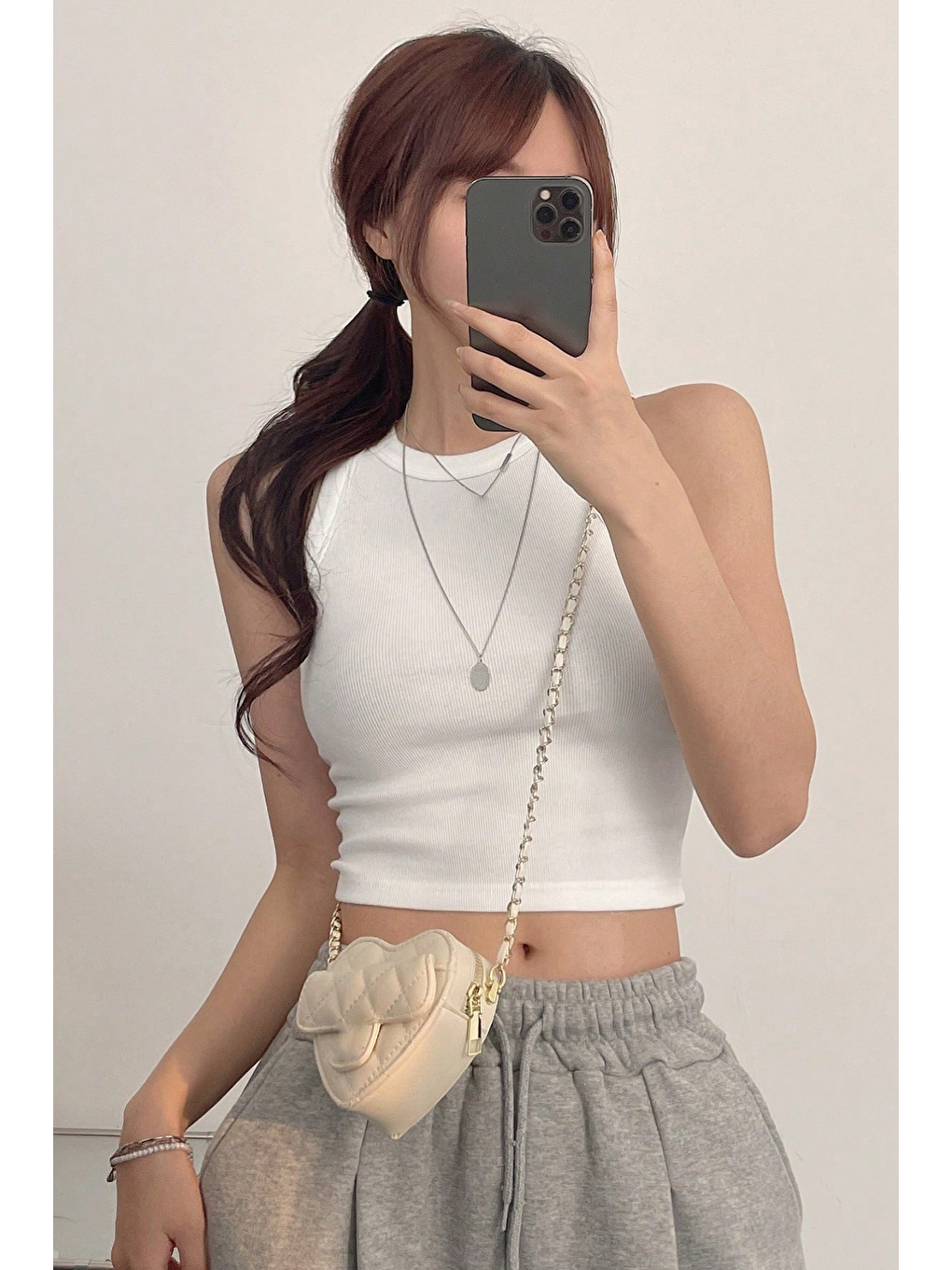 Kadın Beyaz Kaşkorse Geniş Askılı Fitilli Crop Atlet-3