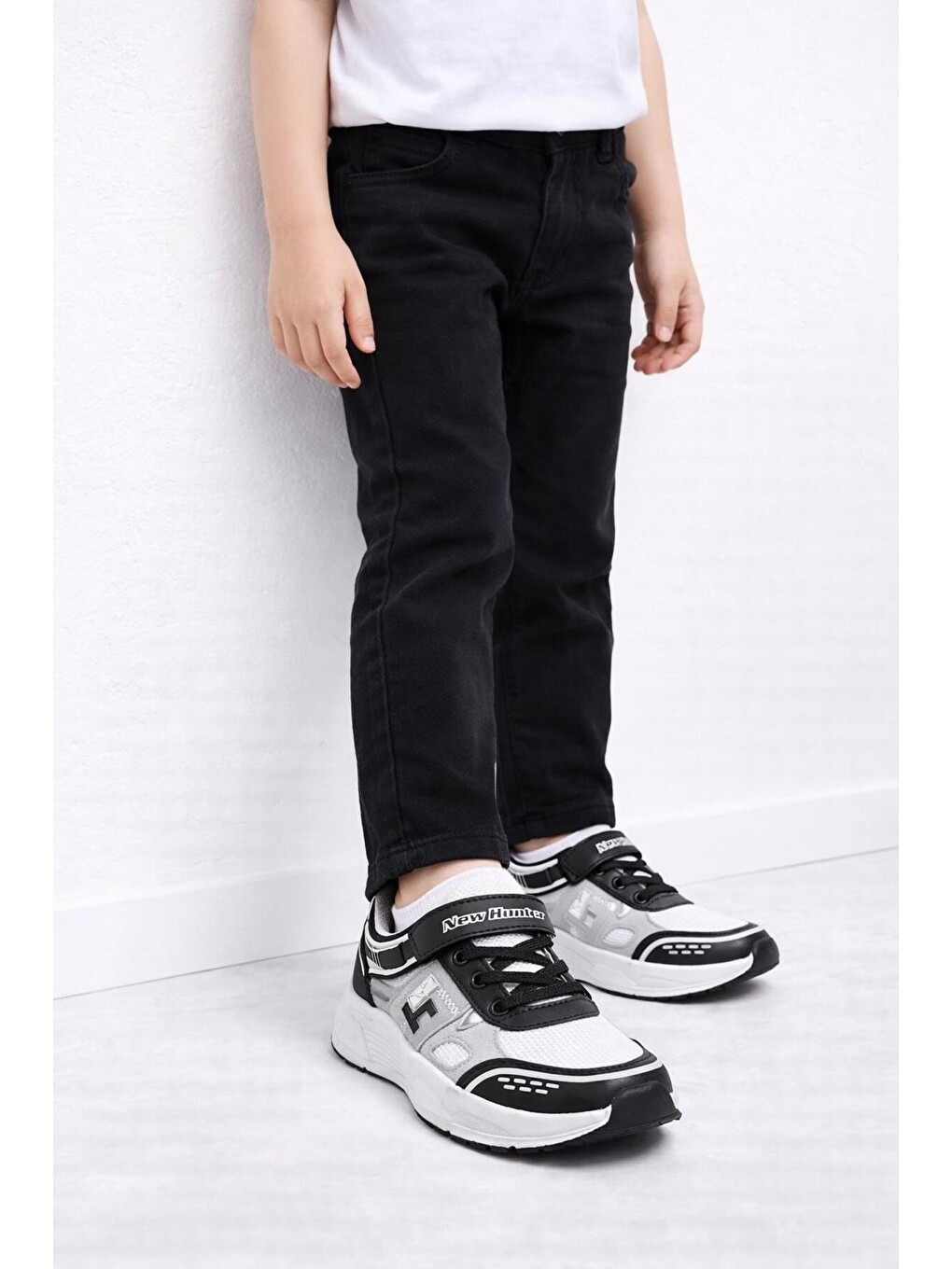 Beyaz Unisex Çocuk Spor Günlük Hafif Taban Cırtlı Bağcıklı Nefes Alabilen Kaymaz Okul Ve Günlük Sneaker-7