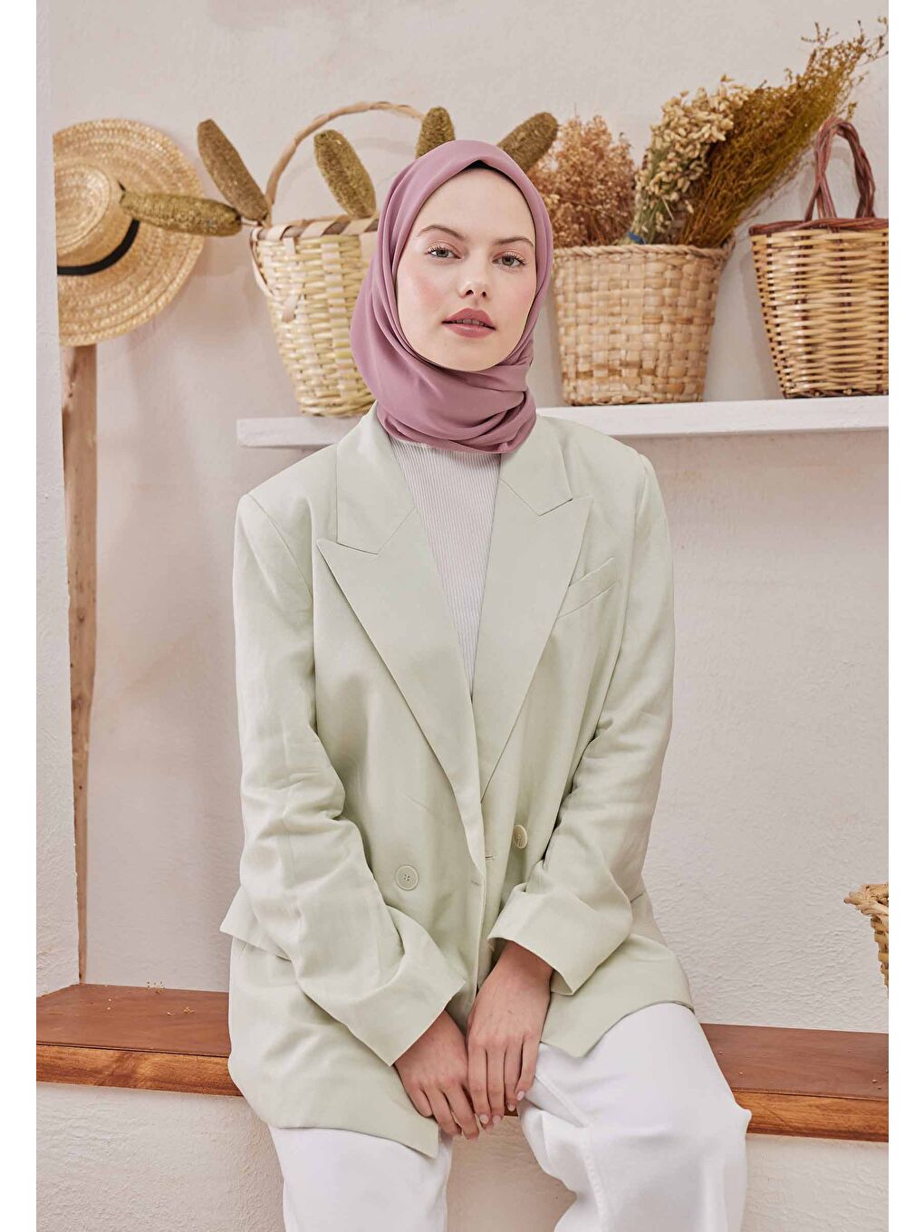 Lila Pamuk İpek Eşarp Nilüfer