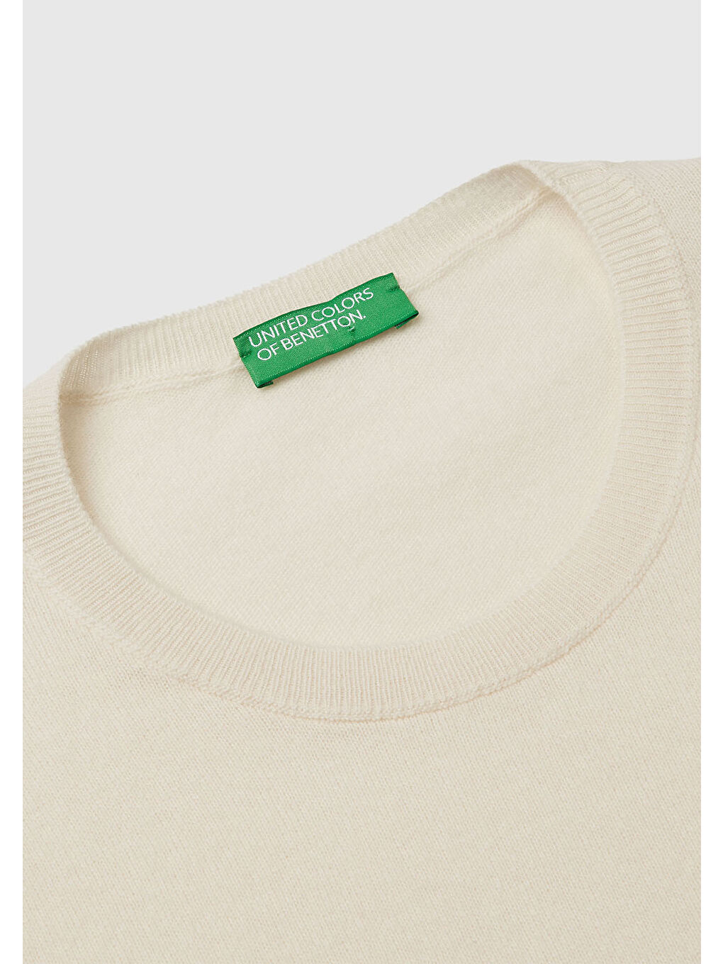 Ekru Kadın Krem %100 Merino Ribana Detaylı Bisiklet Yaka Kazak-5