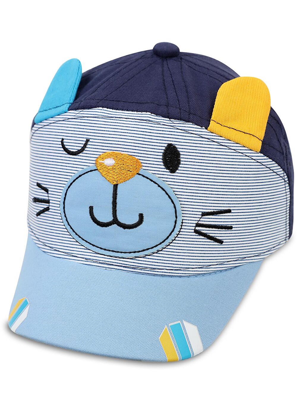 Baby 3D Kulaklı Yüz Desen 0-24 Ay Kep Şapka - Lacivert Standart