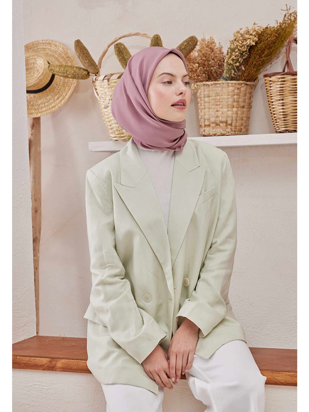 Lila Pamuk İpek Eşarp Nilüfer-1