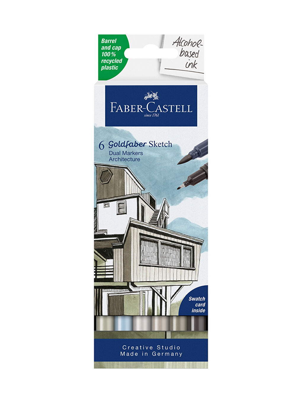 Goldfaber Sketch Marker Seti, Architect, Mimari Projeler İçin, Su Bazlı, Fırça ve Fineliner Uçlu