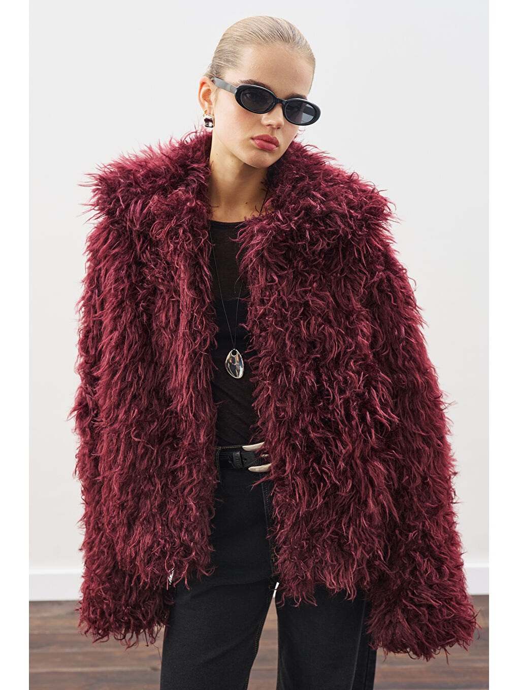 Mara Kürk Ceket Bordo-3