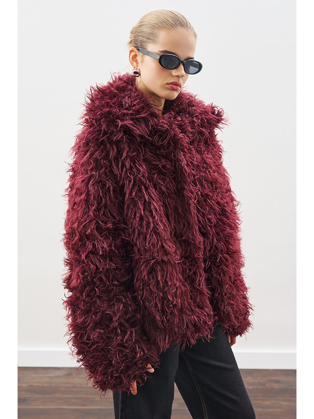 Mara Kürk Ceket Bordo-4