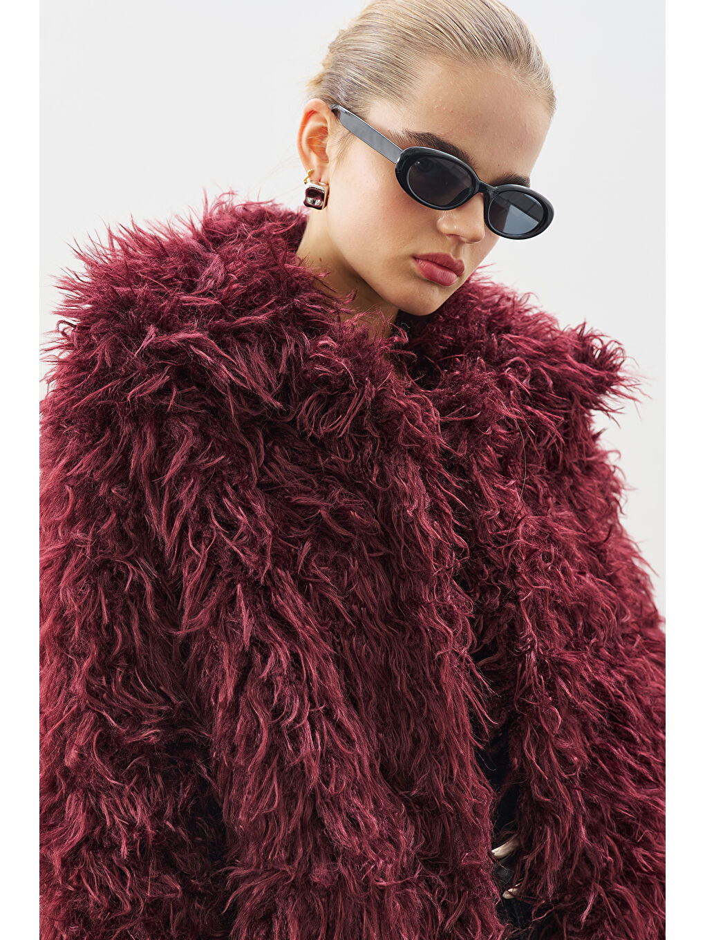 Mara Kürk Ceket Bordo-5