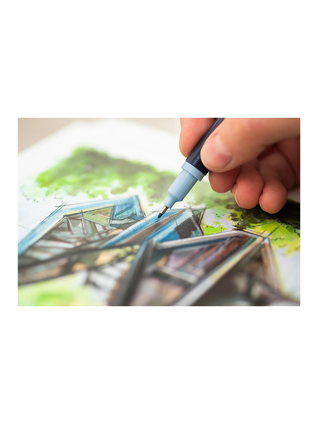 Goldfaber Sketch Marker Seti, Architect, Mimari Projeler İçin, Su Bazlı, Fırça ve Fineliner Uçlu-2