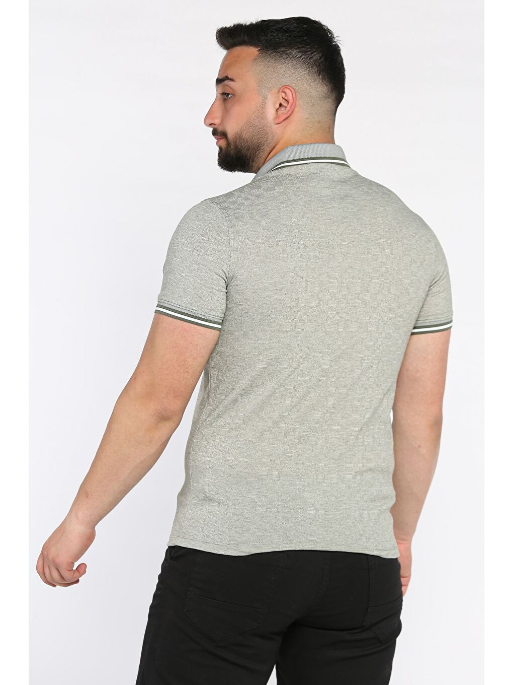 Haki Yarım Düğmeli Polo Yaka Erkek Tişört-2