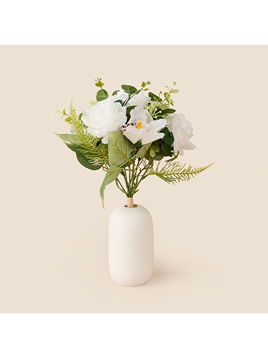 Deco Gül 7'li Buket Çiçek - Beyaz - 38 cm
