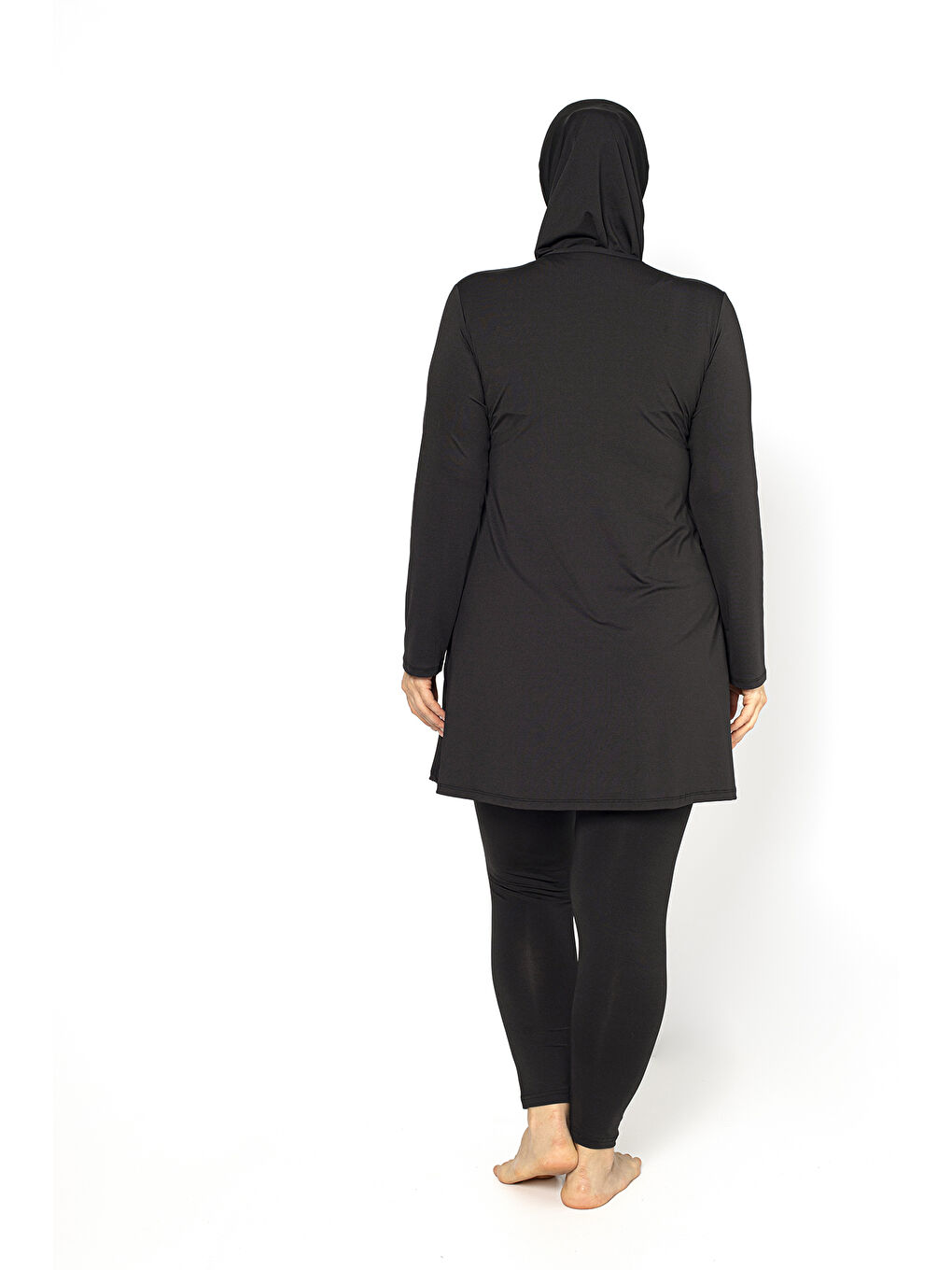 Siyah Biyeli Tam Kapalı Büyük Beden Tesettür Mayo 5406-5