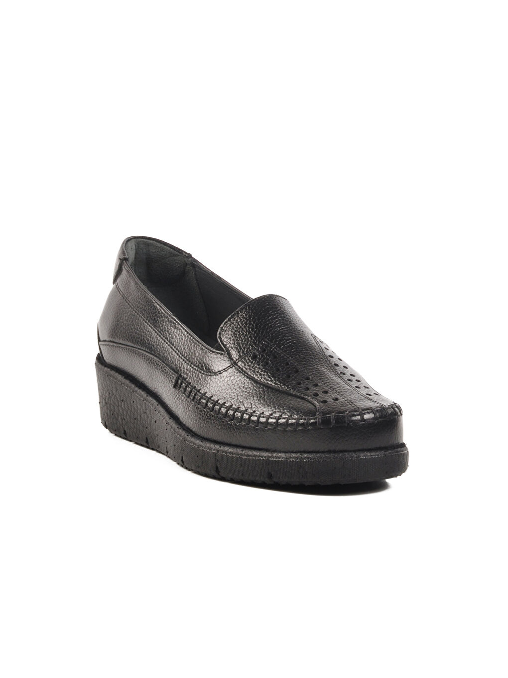 Siyah Hakiki Deri Kadın Casual Ayakkabı BB096 Z-2