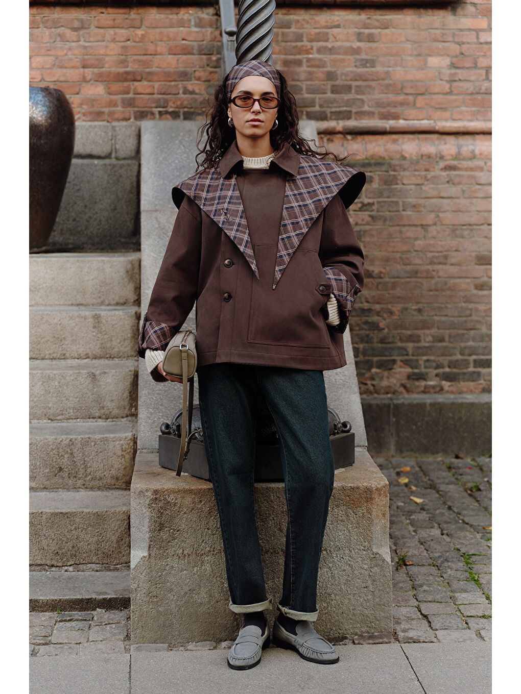 Greta Şal Detaylı Parka Ceket Kahverengi-1