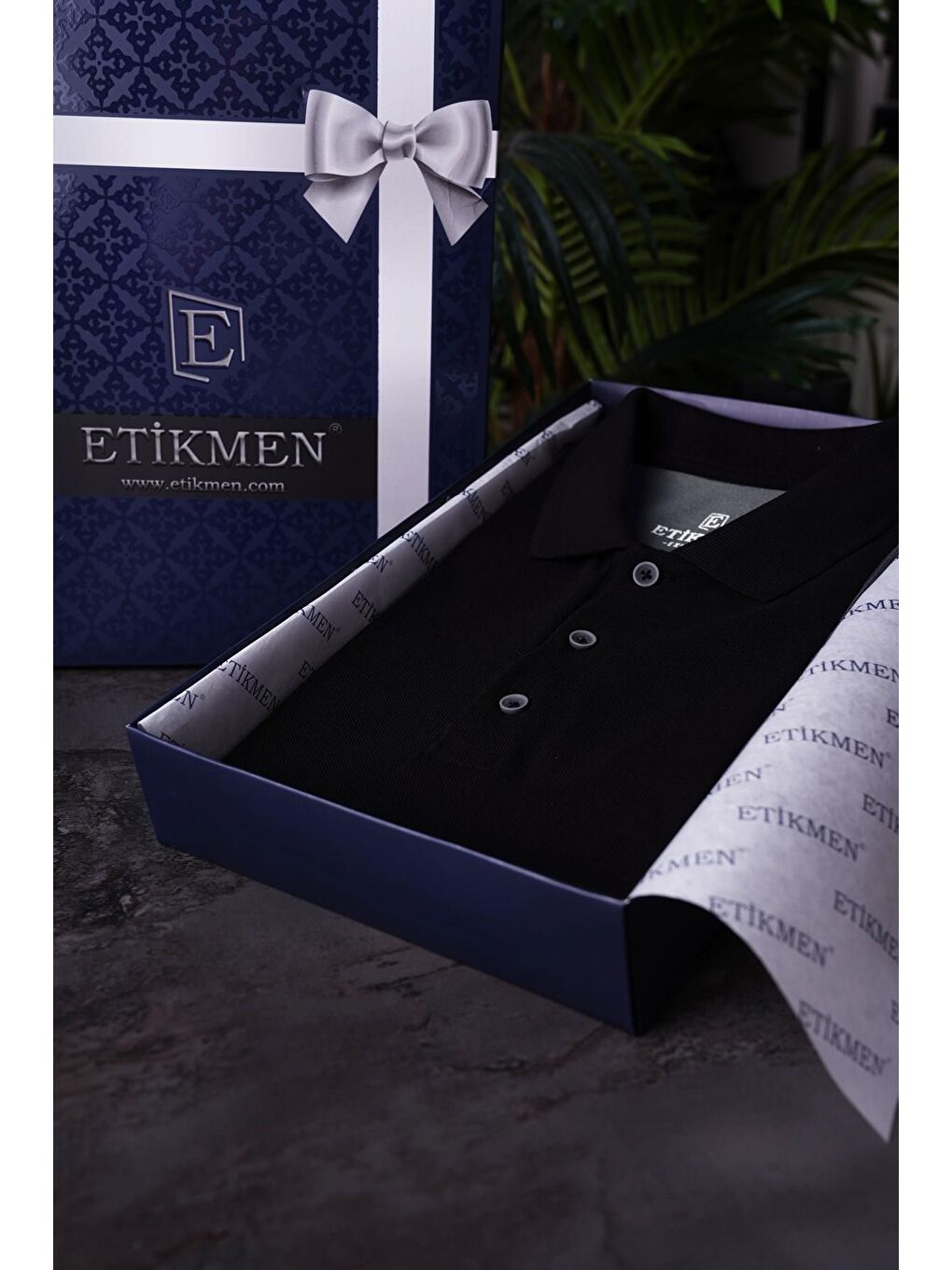 Füme Siyah Çift Renkli Erkek Polo Yaka %100 Pamuk Tişört-3