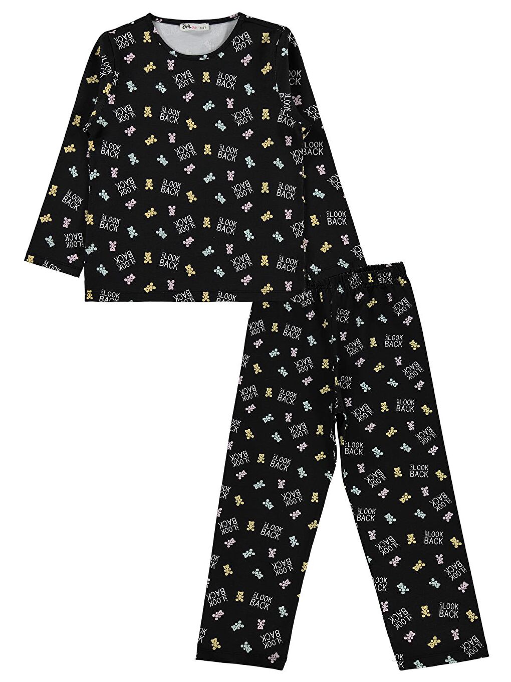 Girls Dont Look Back Baskılı 6-9 Yaş Pijama Takımı - Siyah