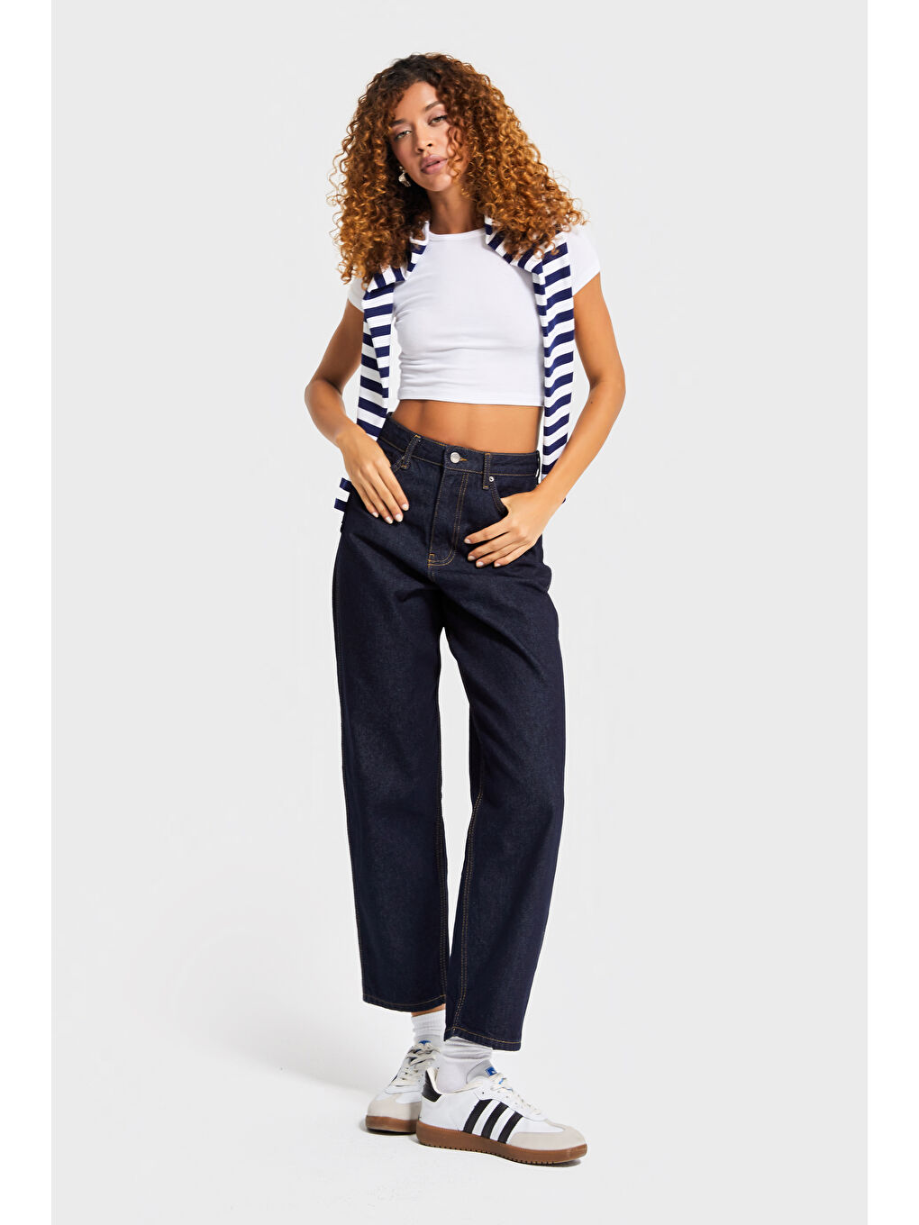 Kadın İndigo Renk 7w5-50 Relax Fit %100 Pamuk İç Boy 69cm %100 Pamuk Denim Jean-1