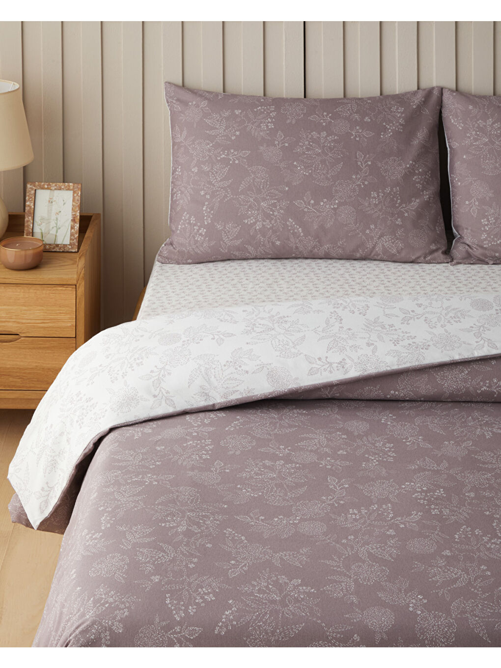Mor Lilitha Kolay Ütülenir Çift Kişilik Nevresim Takımı 200x220 cm Açık Mürdüm-1