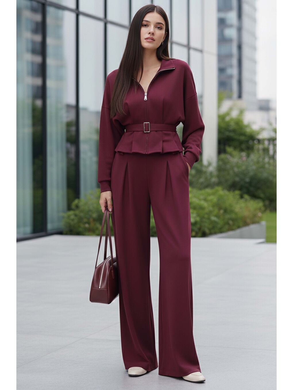 Gipeli Modal İkili Takım Bordo - 28093-BORDO