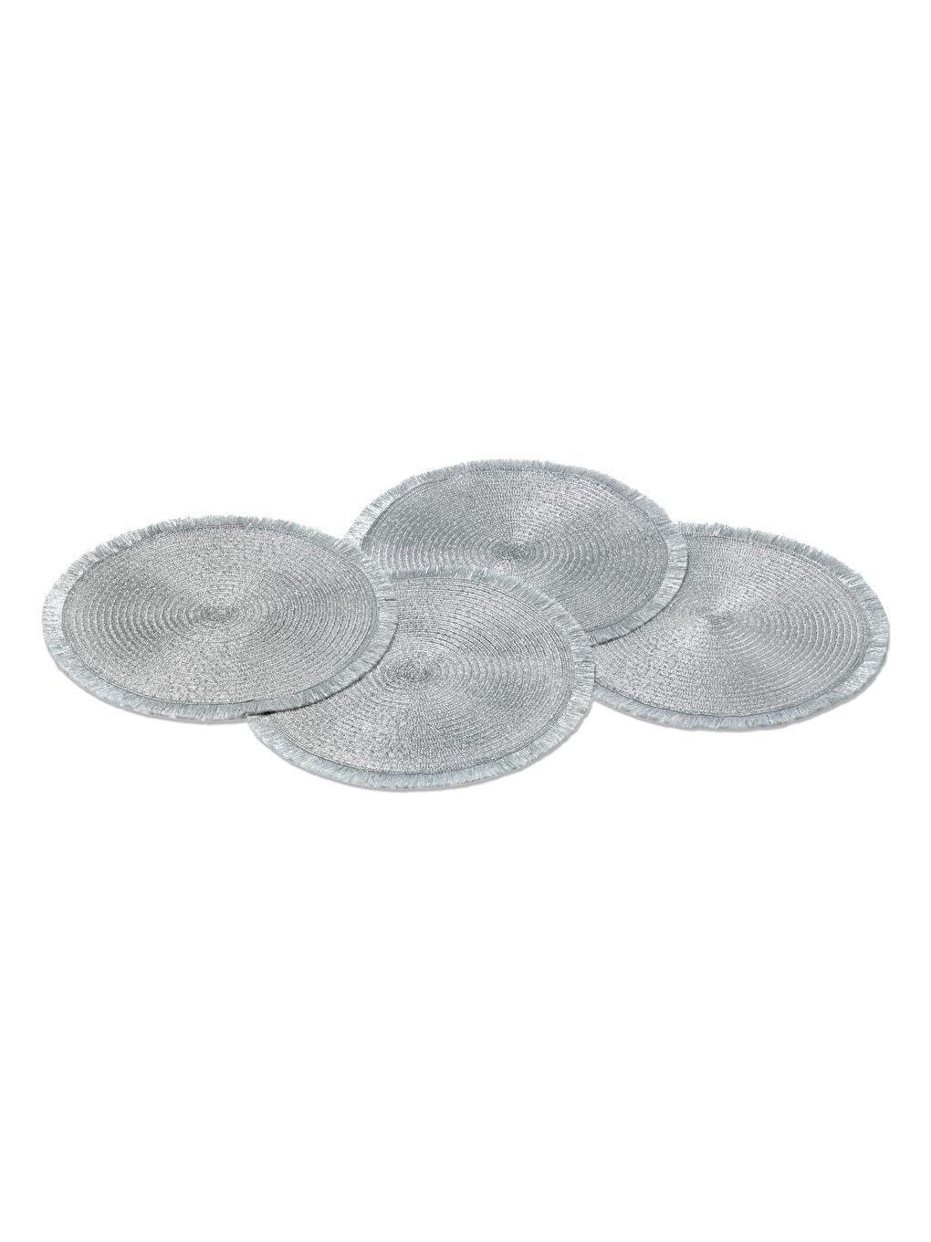 Renksiz Amerikan Servis, Ger. Dön. Pol. Yuvarlak, Gümüş, 4 Adet-1