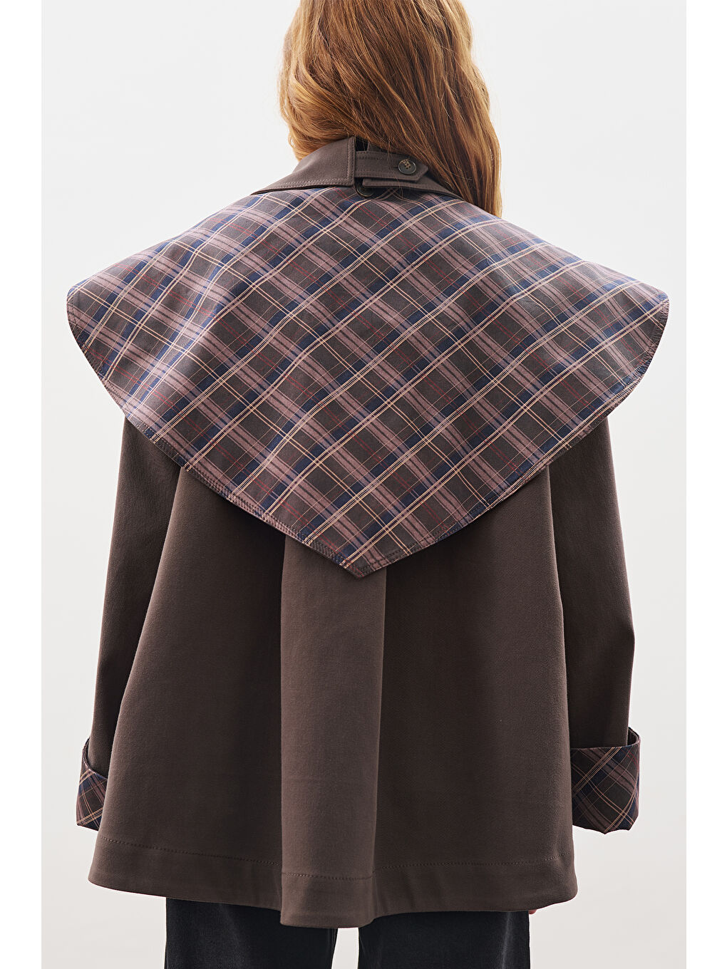 Greta Şal Detaylı Parka Ceket Kahverengi-6