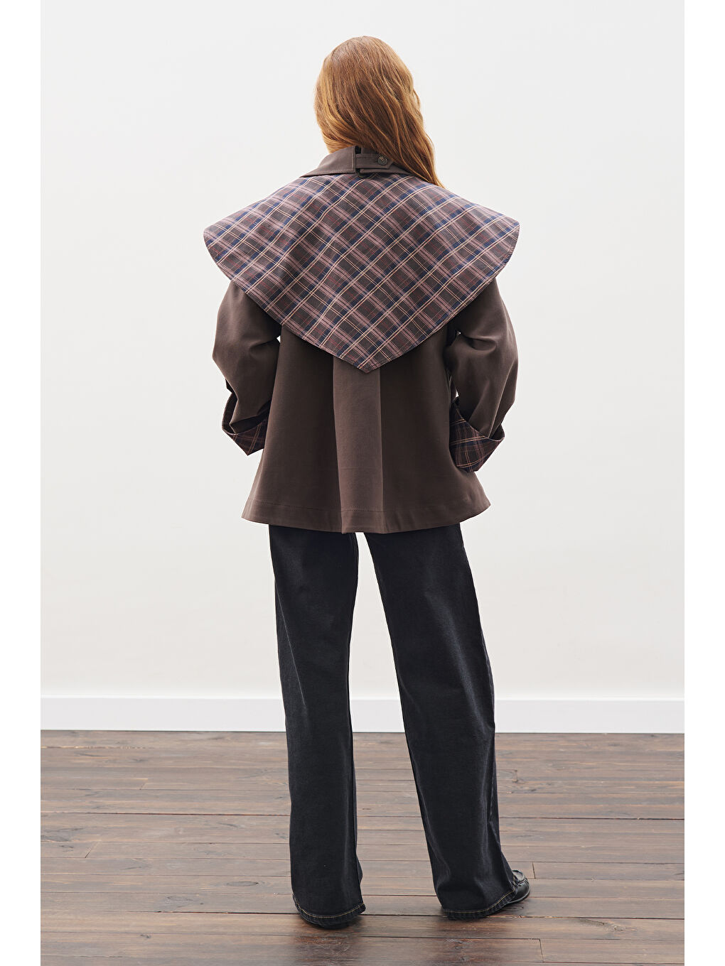 Greta Şal Detaylı Parka Ceket Kahverengi-7