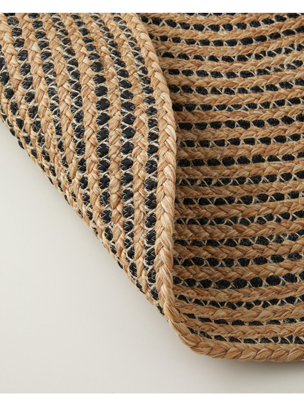 Kahverengi Circle Art Dekoratif Jüt Kilim 90 cm Natural-Siyah-1