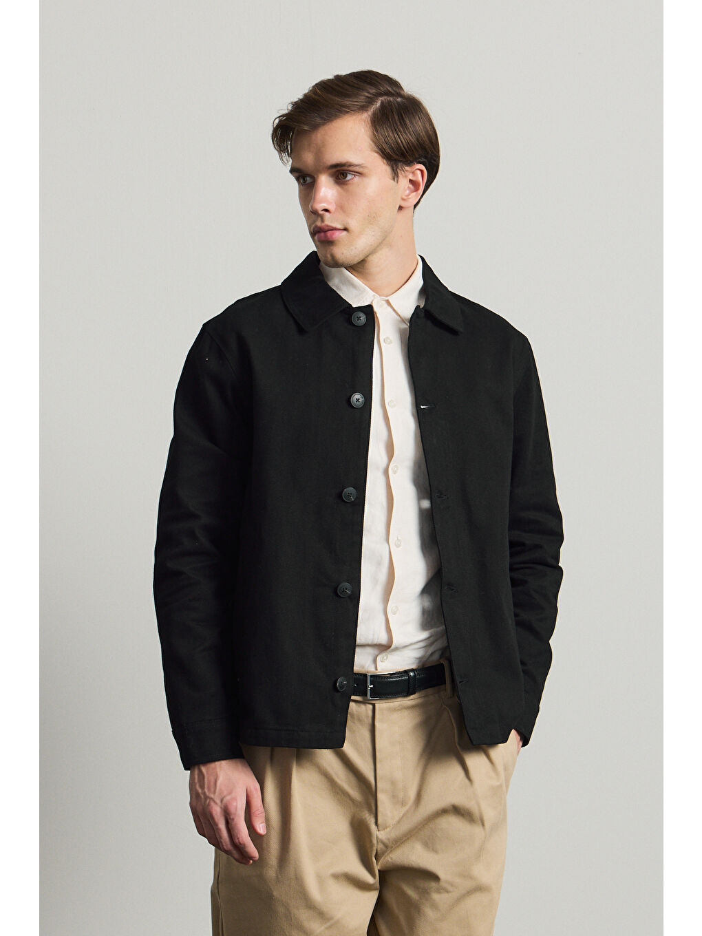 Erkek Relaxed Pamuklu Ceket Siyah