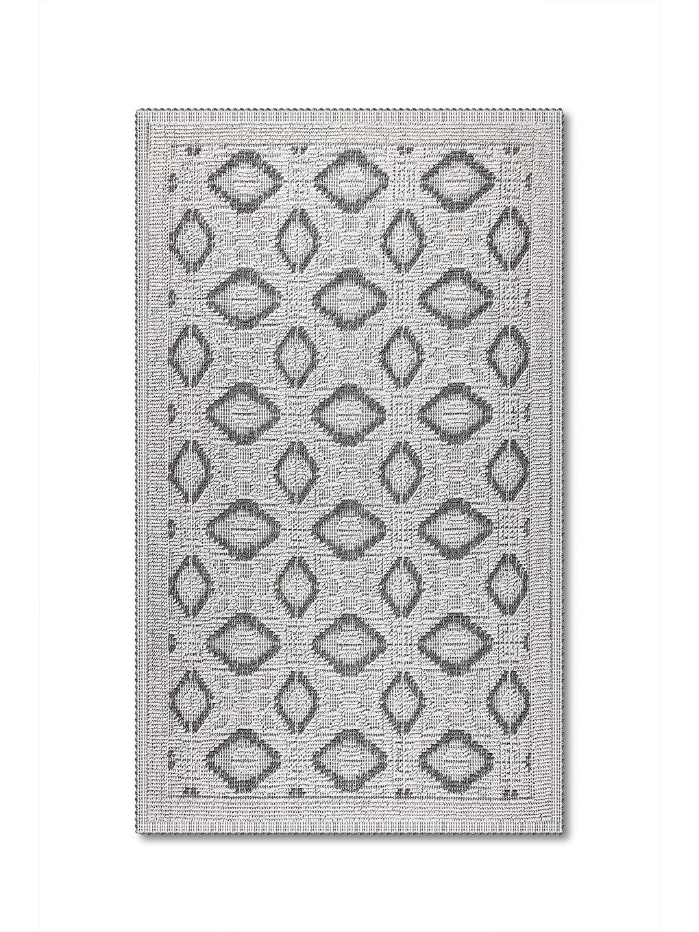 Gri Şile Doğal Pamuklu 2'li Banyo Paspas & Halı Seti 60x100+50x60 Grey-1