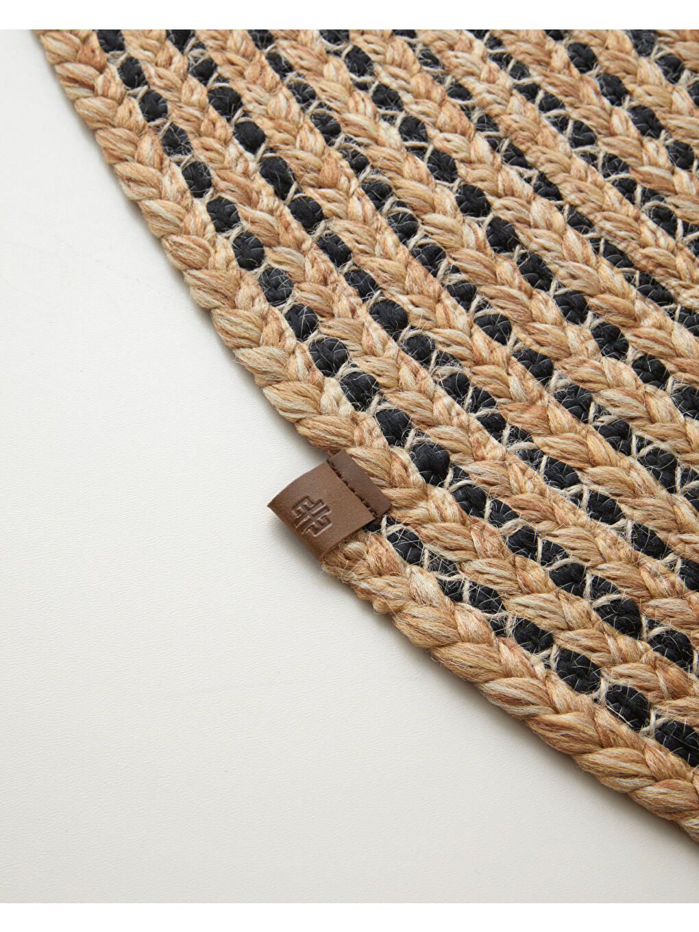 Kahverengi Circle Art Dekoratif Jüt Kilim 90 cm Natural-Siyah-2