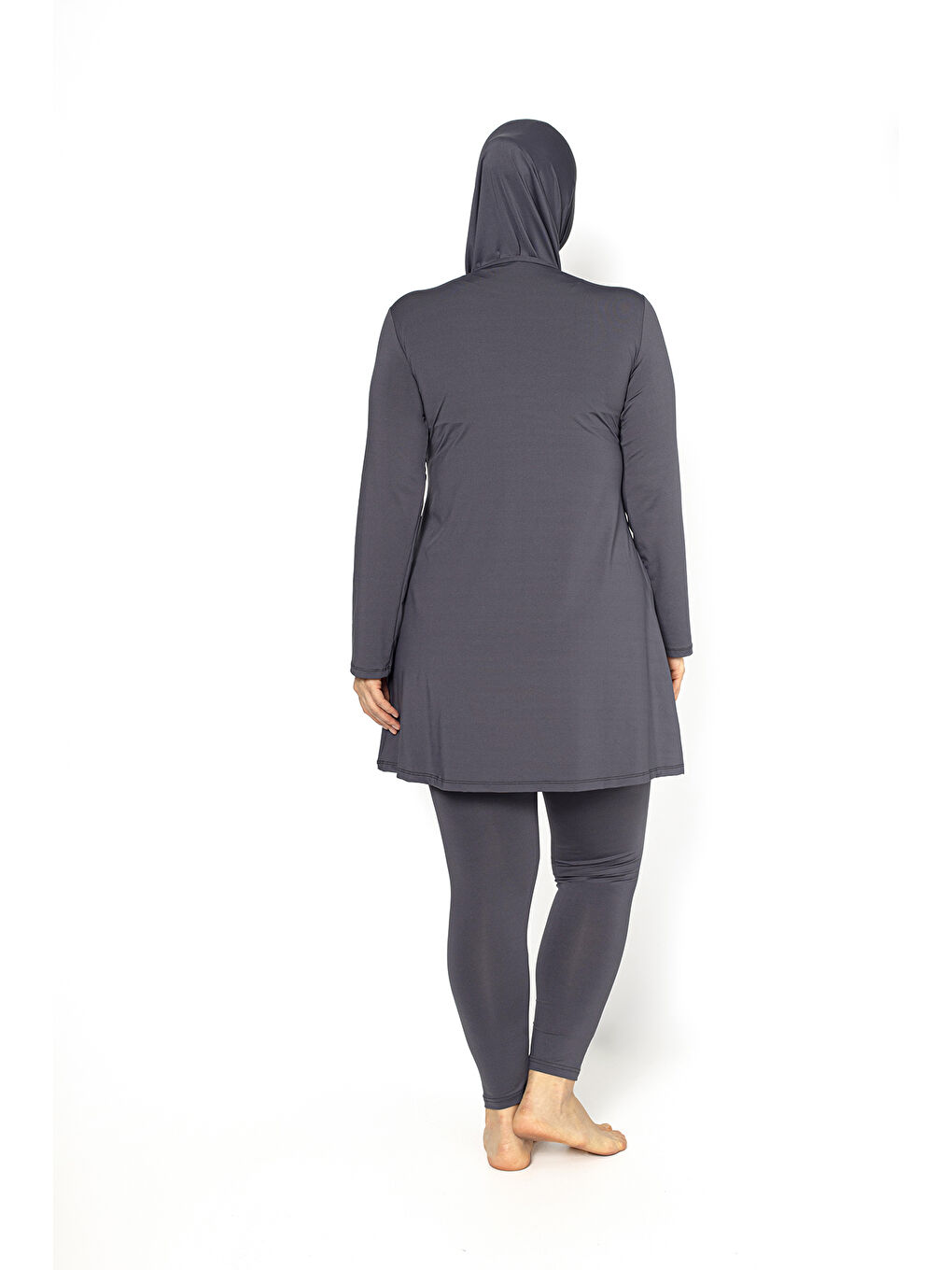 Antrasit Biyeli Tam Kapalı Büyük Beden Tesettür Mayo 5406-5