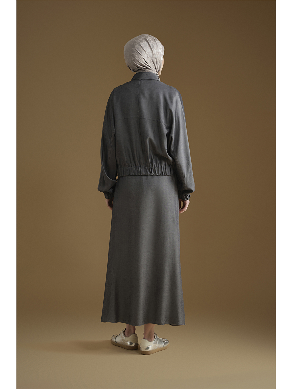 Bomber Ceketli Takım Gri Melanj-7