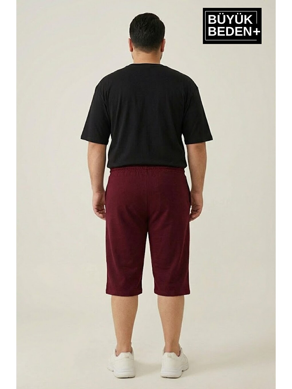 Bordo Büyük Beden Erkek Kapri Şort Brooklyn Baskılı Rahat Kalıp 3XL-6XL SPR26BSR591-02-1