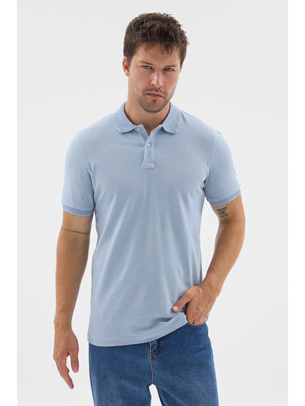 Mavi Polo Yaka Pike Kısa Kol Slim Fit %100 Pamuk Tişört 1011260171