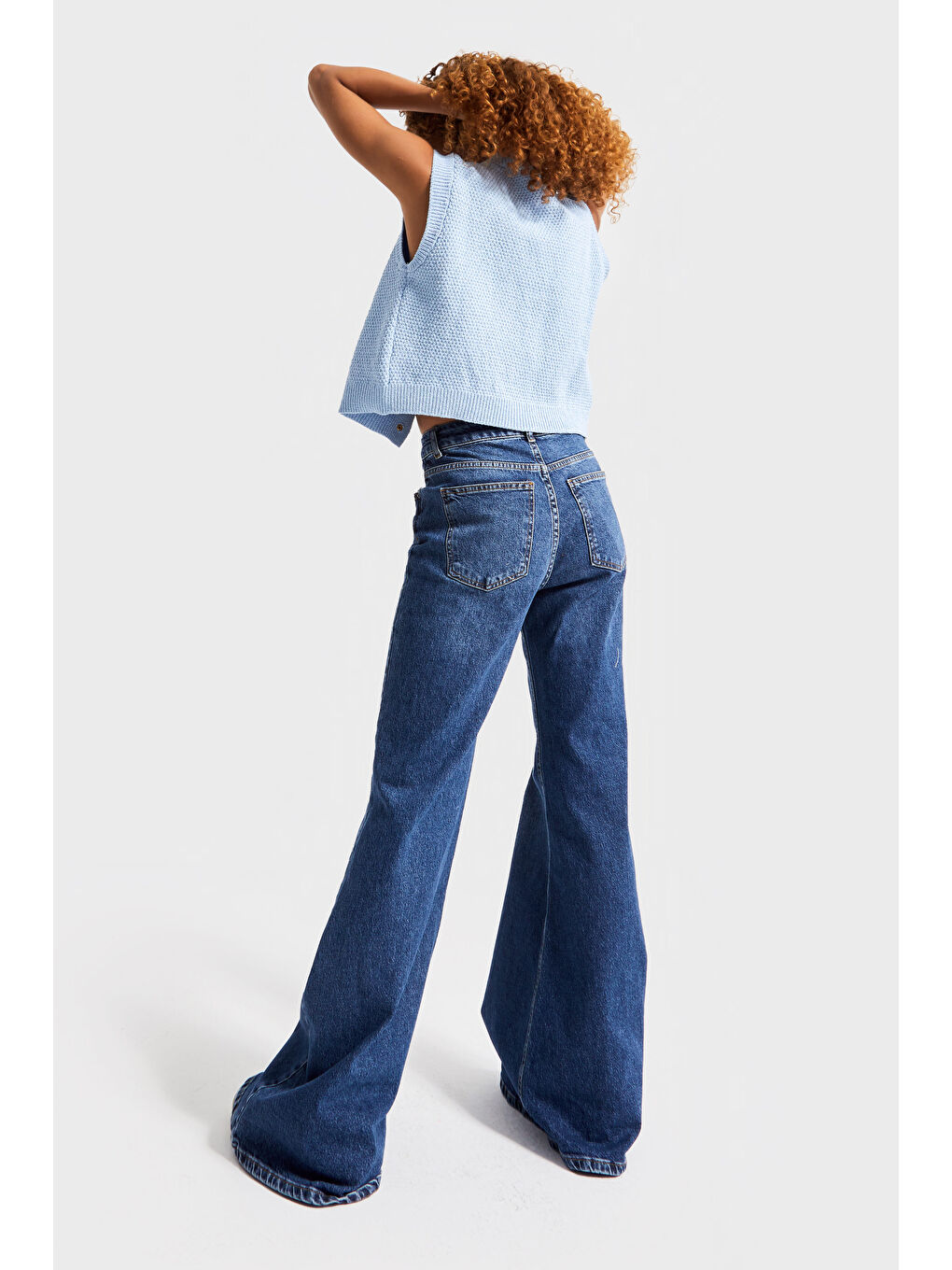 Kadın Koyu Mavi Renk 2w5-5 Flare Fit Komfort Kumaş İç Boy 83cm Denim Jean-2