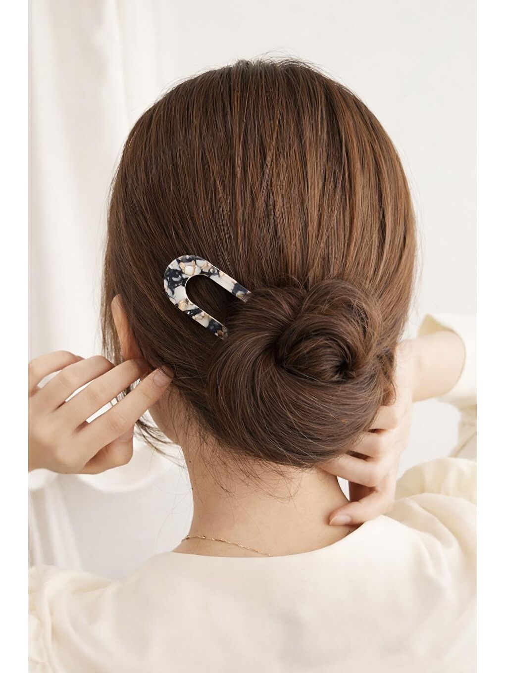 Siyah Asetat Lüks U Topuz Tokası-1