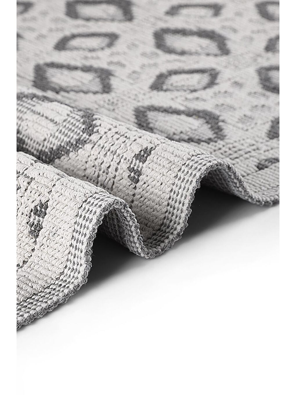 Gri Şile Doğal Pamuklu 2'li Banyo Paspas & Halı Seti 60x100+50x60 Grey-3