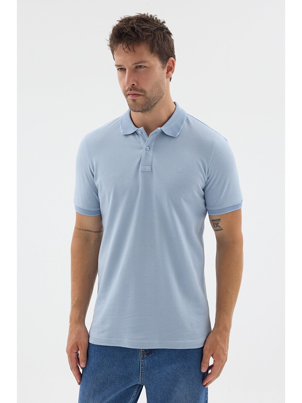 Mavi Polo Yaka Pike Kısa Kol Slim Fit %100 Pamuk Tişört 1011260171-2