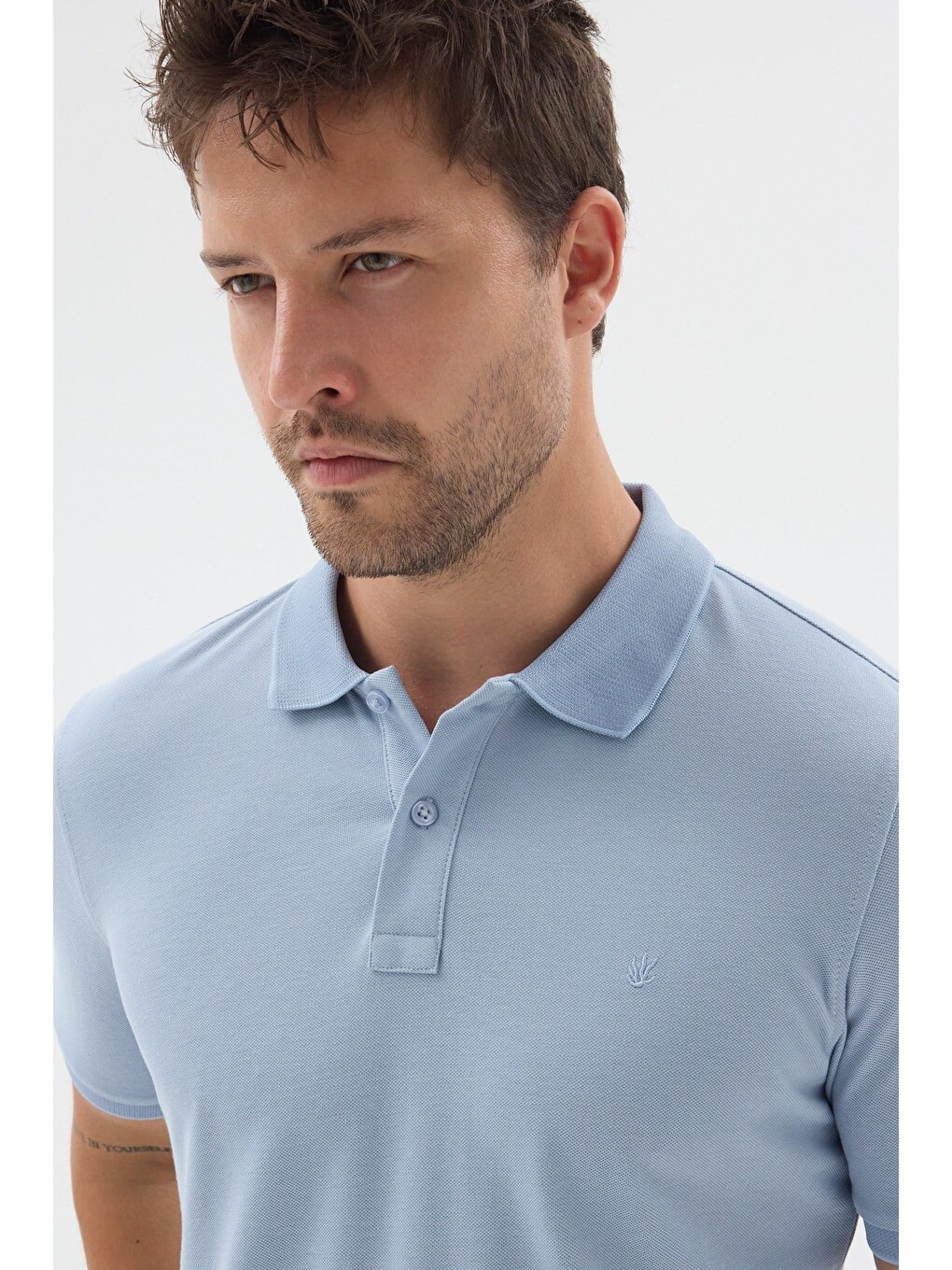 Mavi Polo Yaka Pike Kısa Kol Slim Fit %100 Pamuk Tişört 1011260171-3
