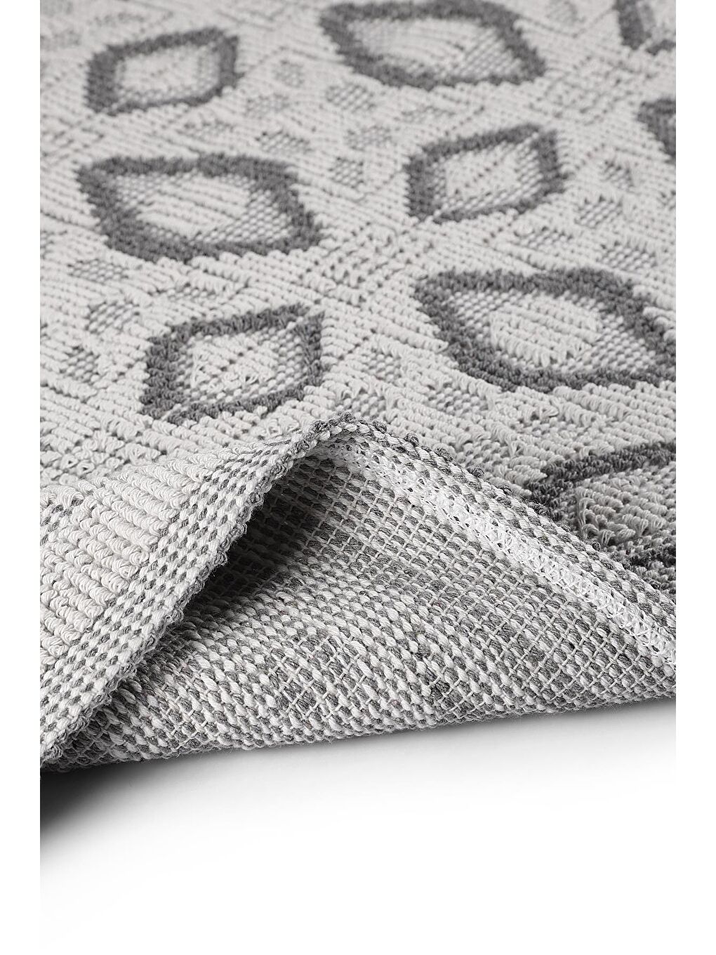 Gri Şile Doğal Pamuklu 2'li Banyo Paspas & Halı Seti 60x100+50x60 Grey-4