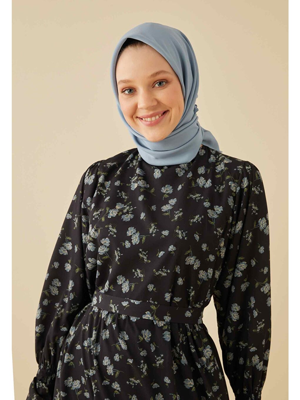 Pamuk İpek Eşarp Gök Mavi