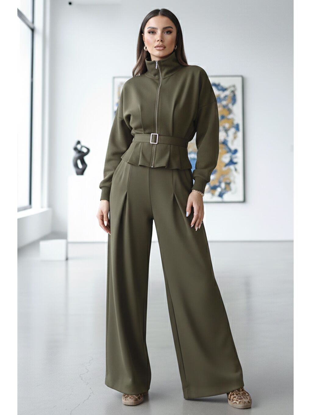 Gipeli Modal İkili Takım Haki - 28093-HAKI