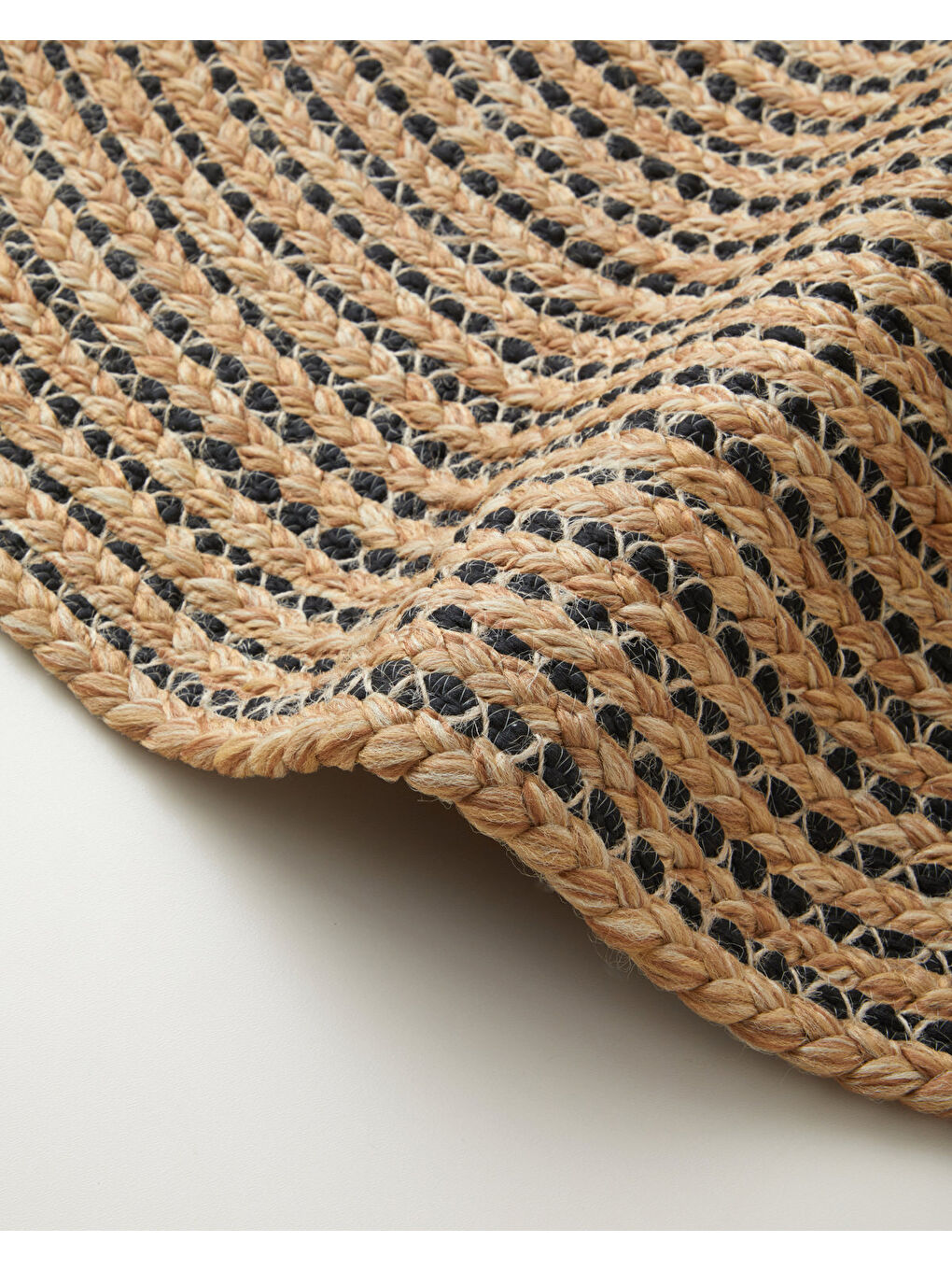 Kahverengi Circle Art Dekoratif Jüt Kilim 90 cm Natural-Siyah-3