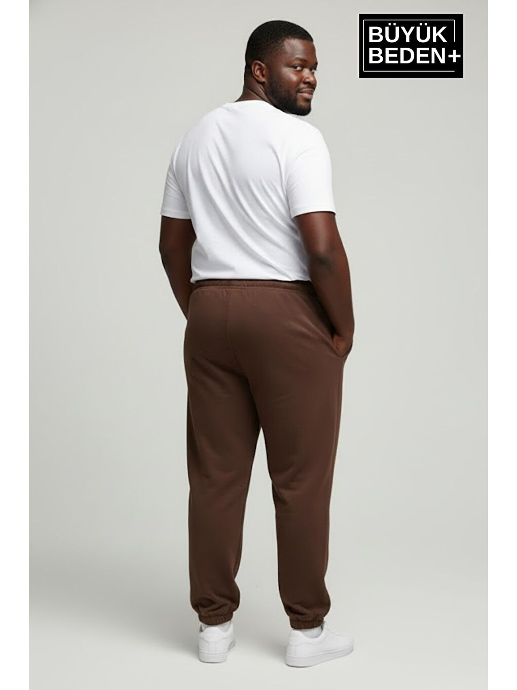 Kahverengi Erkek Büyük Beden BROOKLYN Baskılı Paça Lastikli Jogger İnce Eşofman Altı SPR26BEA951-2-1