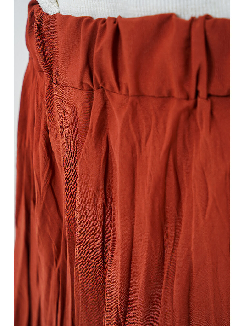 Kahverengi Kadın Uzun Kırışık Etek 8042 - Kiremit-4