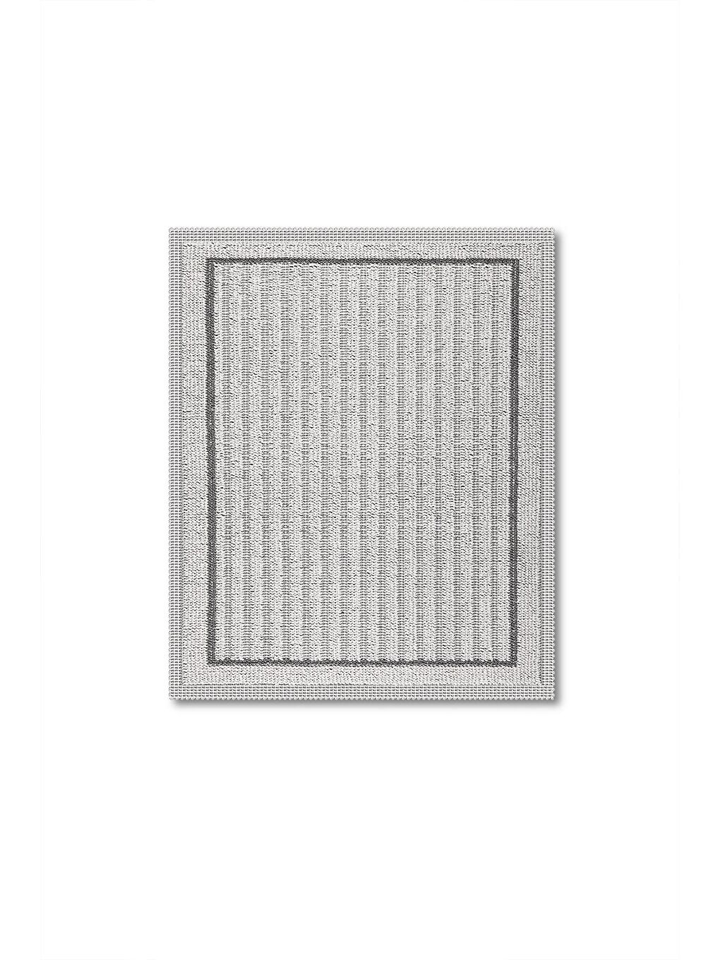 Bukle Lane Doğal Pamuklu 2'li Banyo Paspas & Halı Seti 60X100+50X60 Gri-2