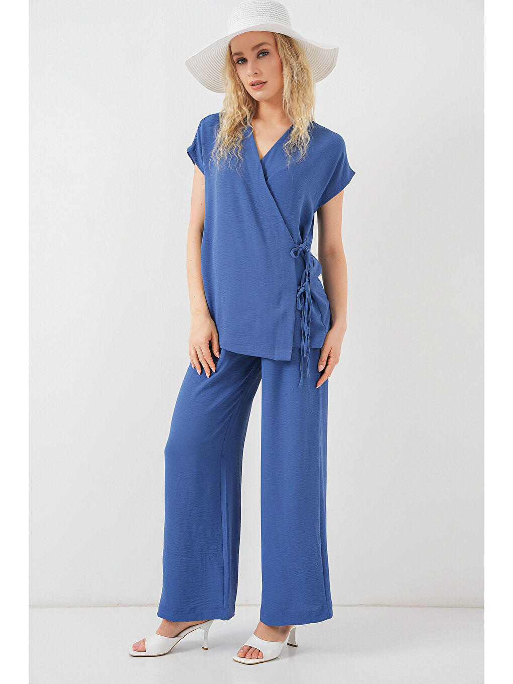 Kadın Kısa Kol Bağcıklı Ayrobin İkili Takım 6741 - İndigo-2