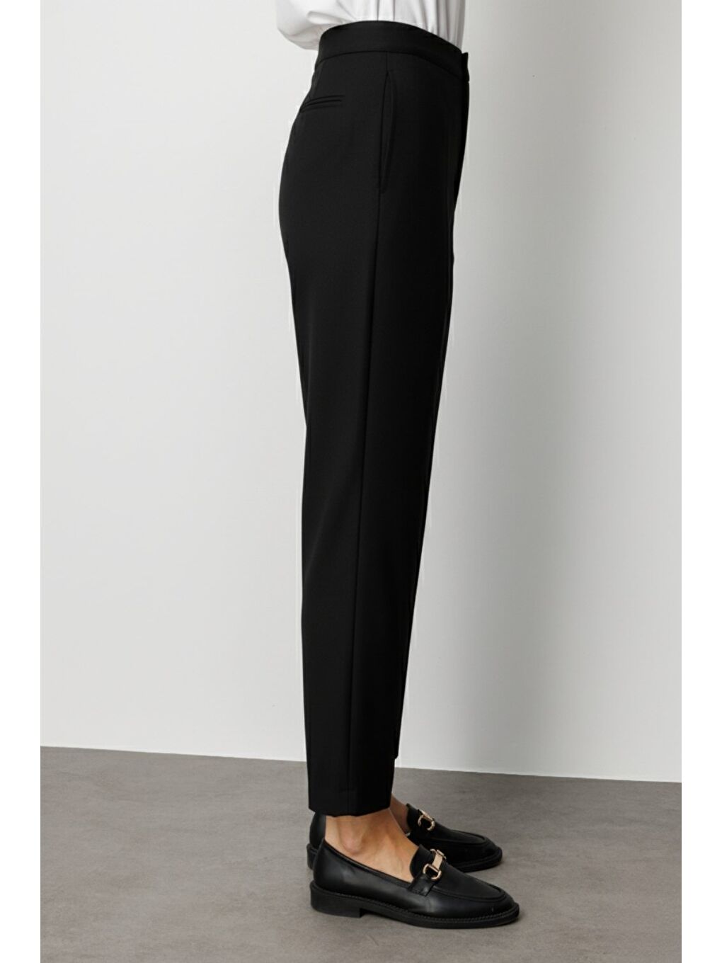 Melanj Dokuma Siyah Klasik Pantolon-1