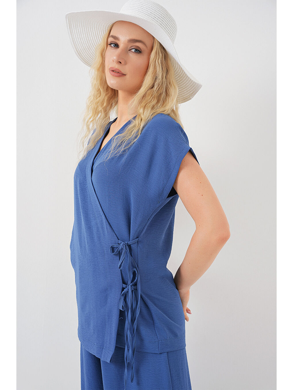 Kadın Kısa Kol Bağcıklı Ayrobin İkili Takım 6741 - İndigo-3