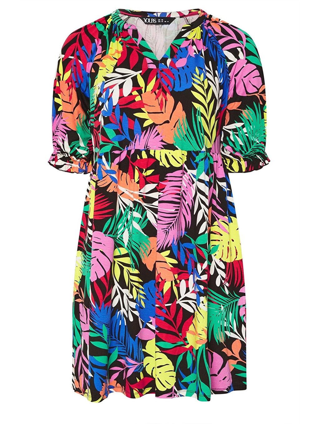 Karışık Büyük Beden V Yaka Çiçek Desenli Mini Elbise 304070-5