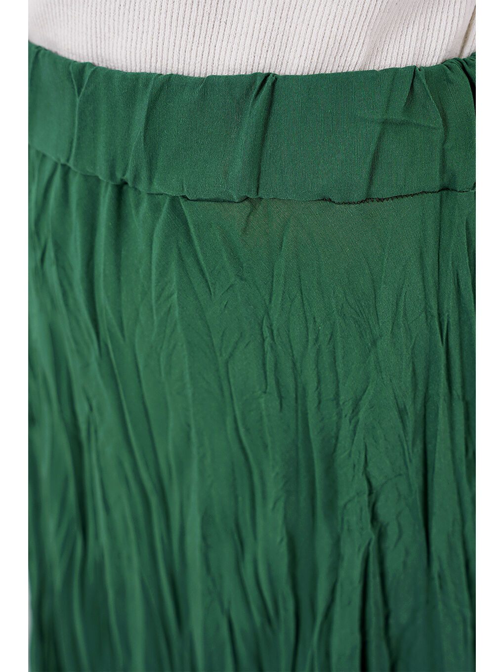 Kadın Uzun Kırışık Etek 8042 - Zümrüt Yeşili-4