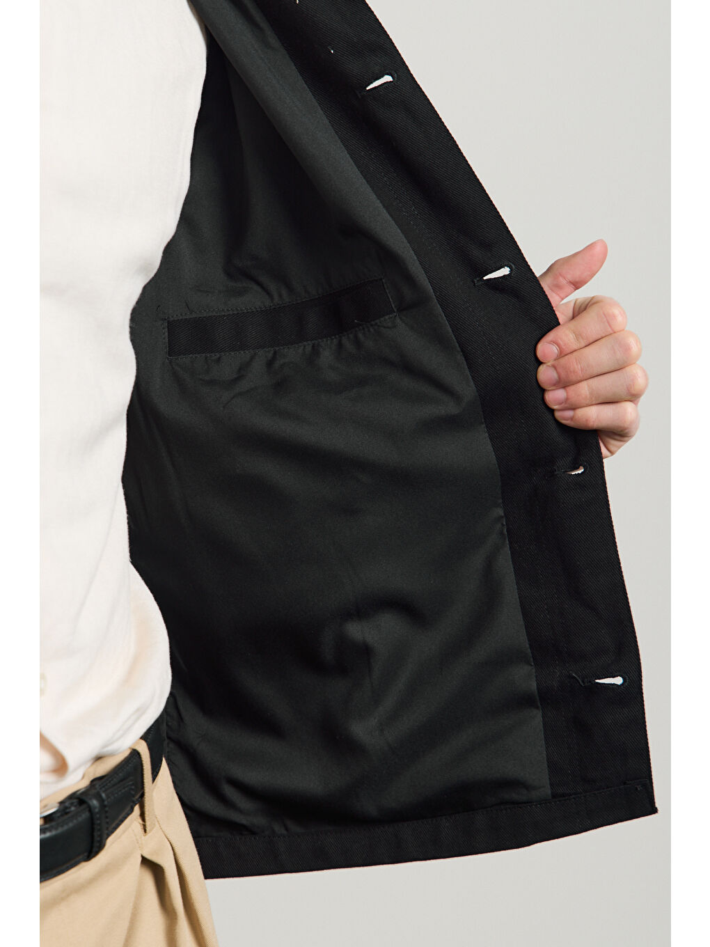 Erkek Relaxed Pamuklu Ceket Siyah-7